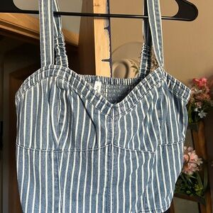 RVCA Blue and White Striped Top